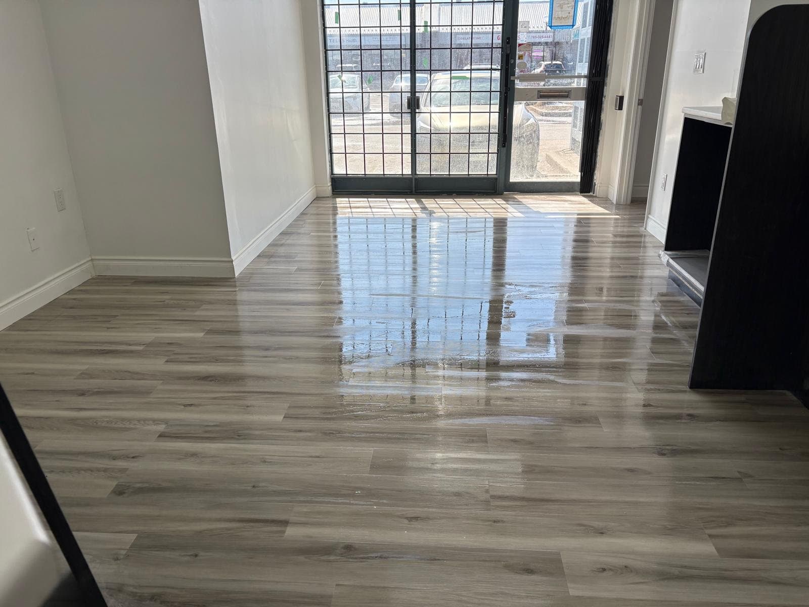Commercial entrance with vinyl plank flooring, Barrie Ontario
