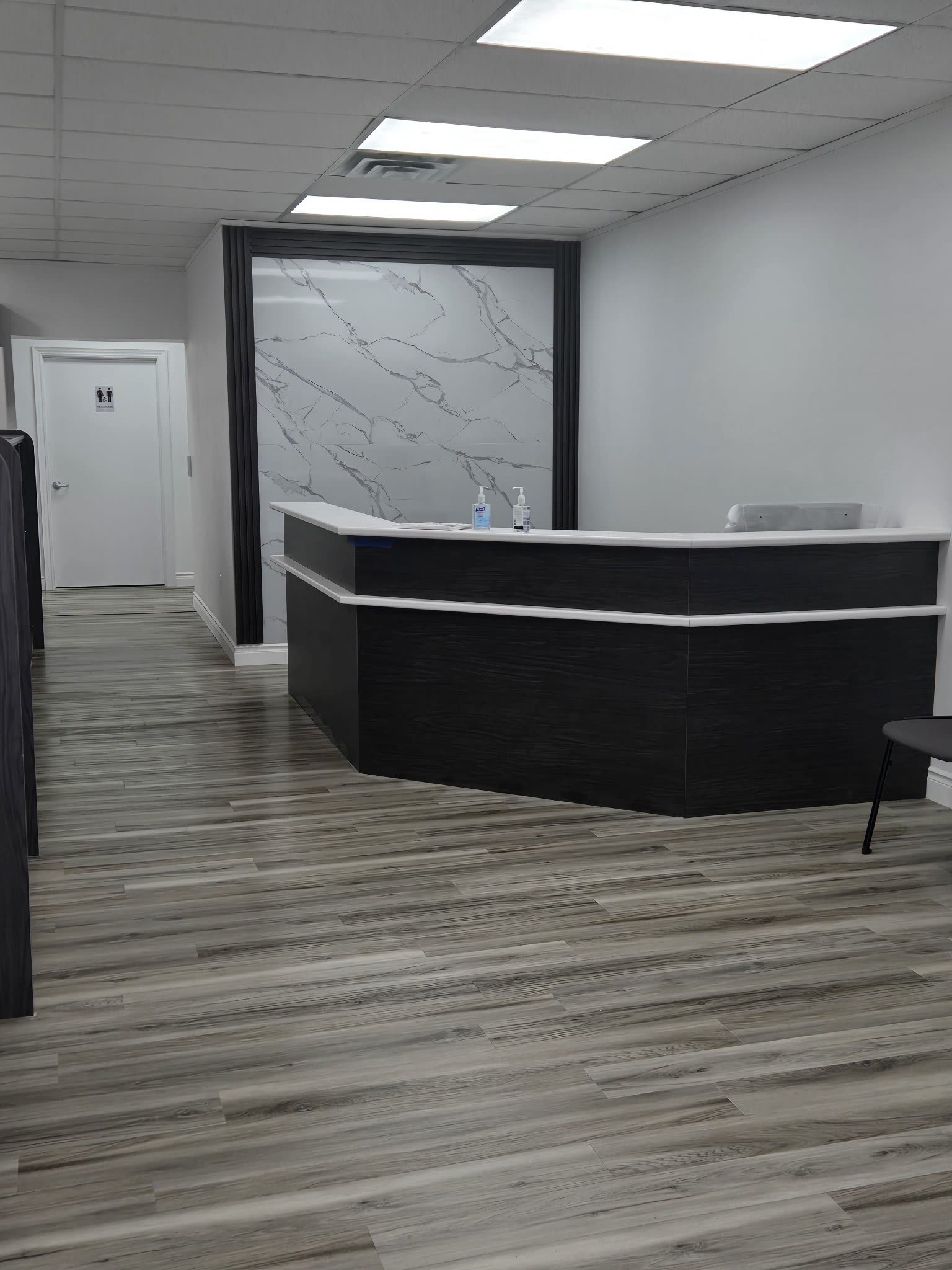 Commercial reception with marble feature wall, Barrie Ontario