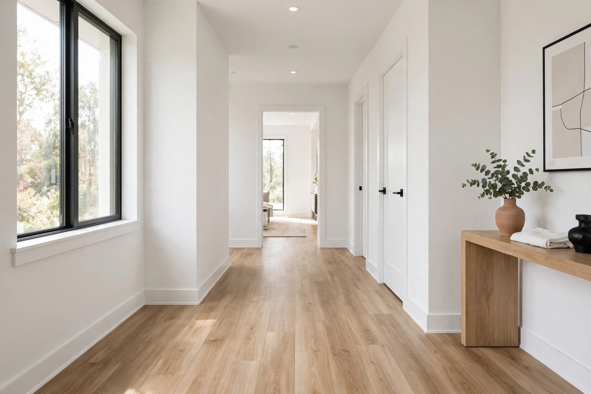 Hallway vinyl plank flooring installation in Barrie