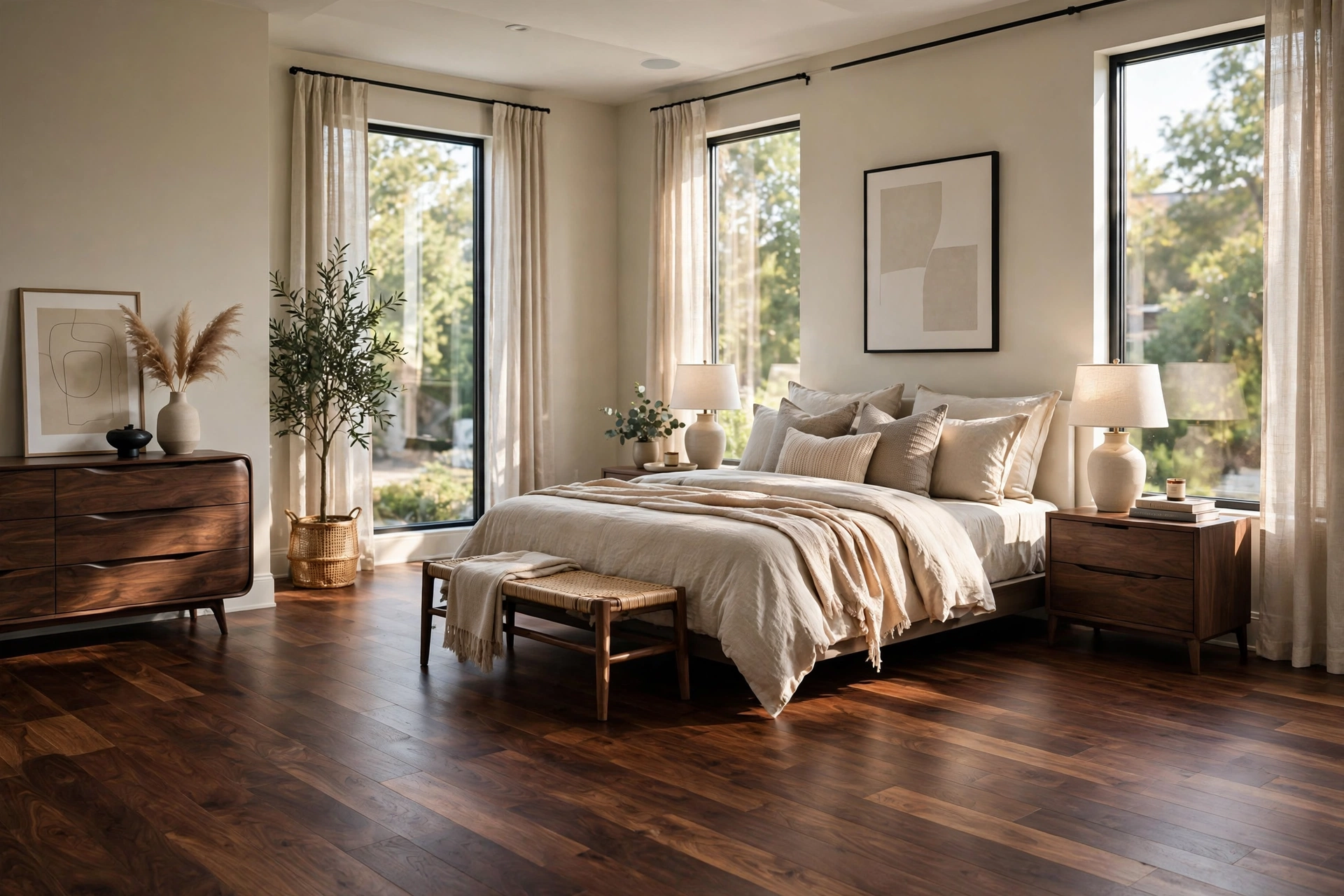 Bedroom hardwood flooring installation in Simcoe County