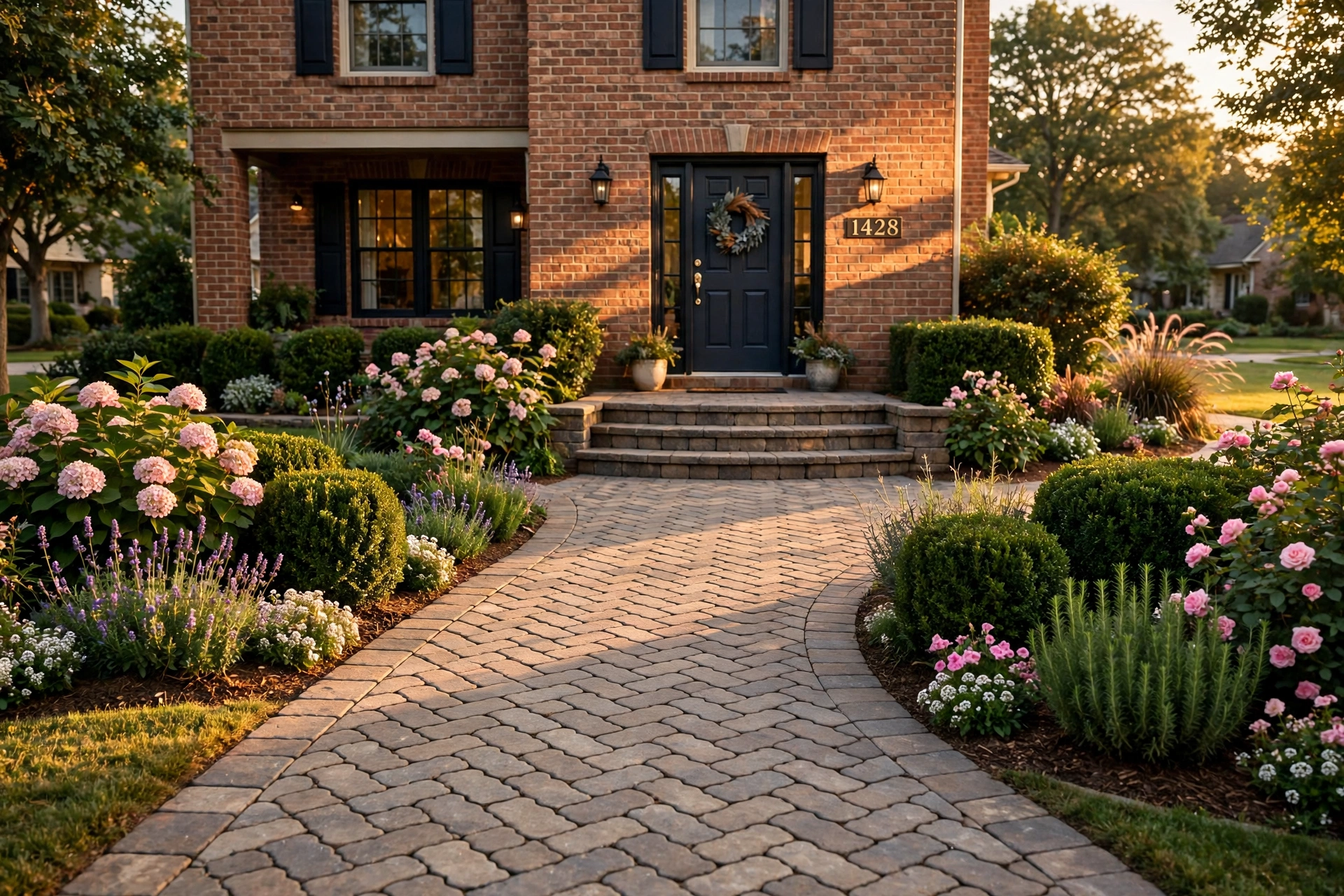 Front walkway interlocking pavers in Barrie