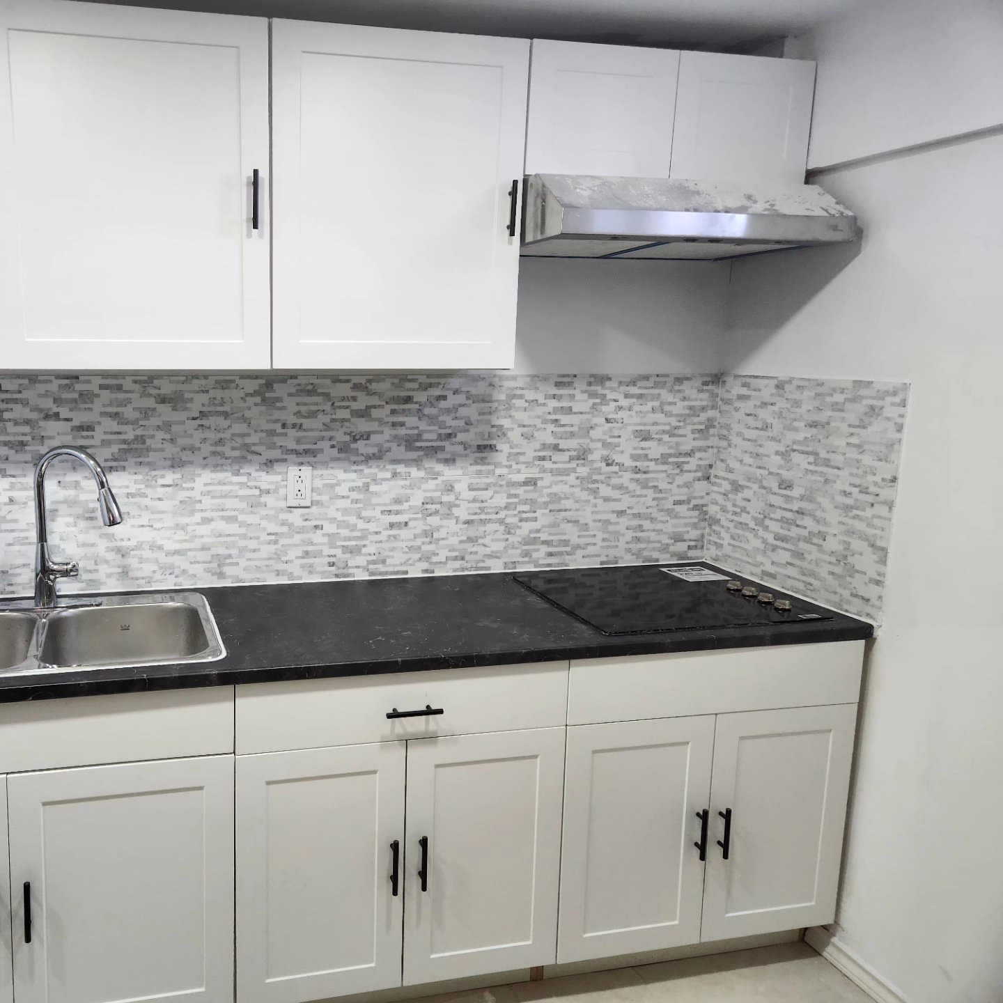 Small kitchen renovation with mosaic backsplash, Barrie